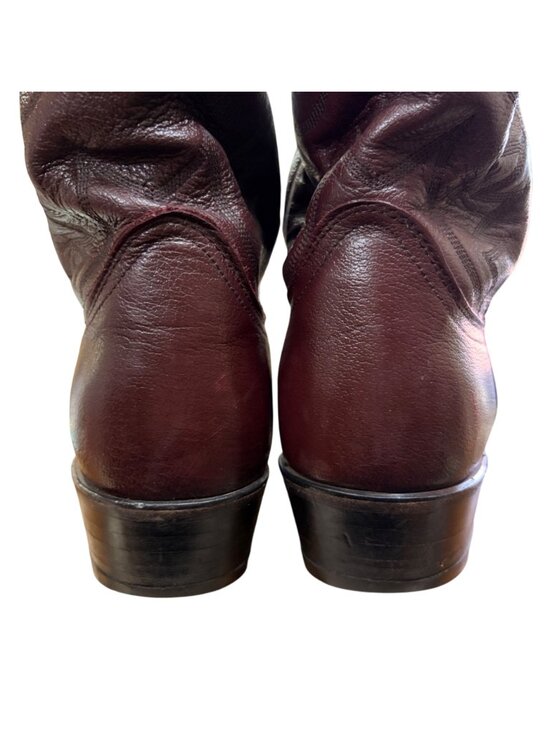 Vintage Dan Post Black Cherry Leather Cowboy Boots Sz 9 D Men’s Western Made USA main image 6